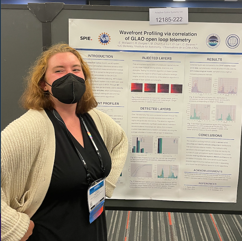 Eden with her wavefront profiling poster at SPIE 2022
